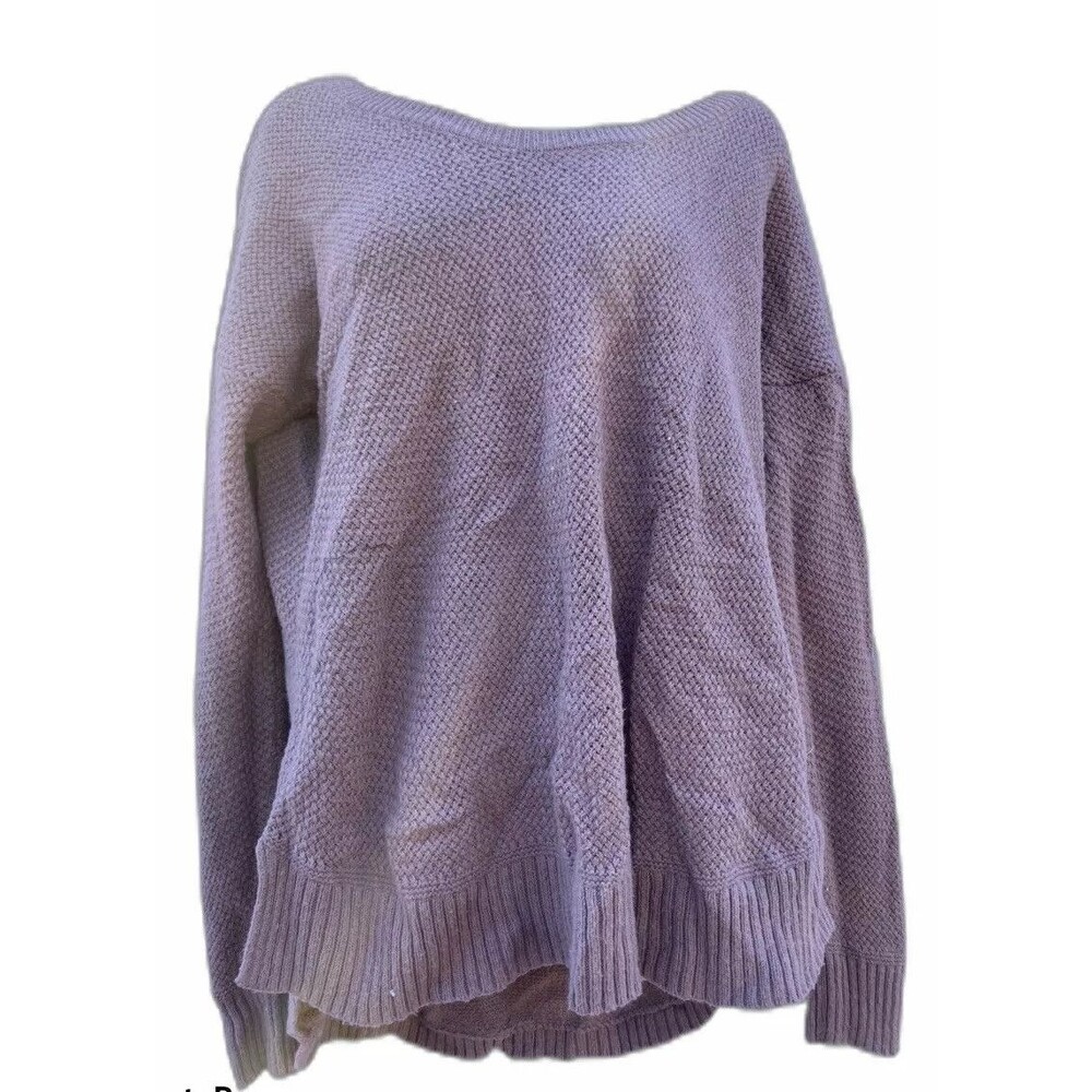 Madewell Chronicle Texture Pullover Knit Sweater Scoop Neck Mauve Hi Low Sz Smal